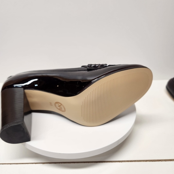 Mk Glossy Bayville loafer patent Leather plum wine color Heel 2.75 in - Picture 5 of 12